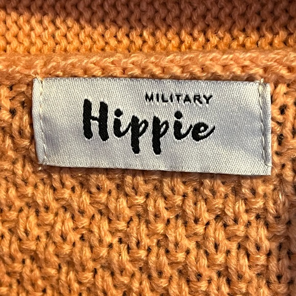 Military Hippie Open Cardigan Sweater, Peach | OS - Picture 8 of 8